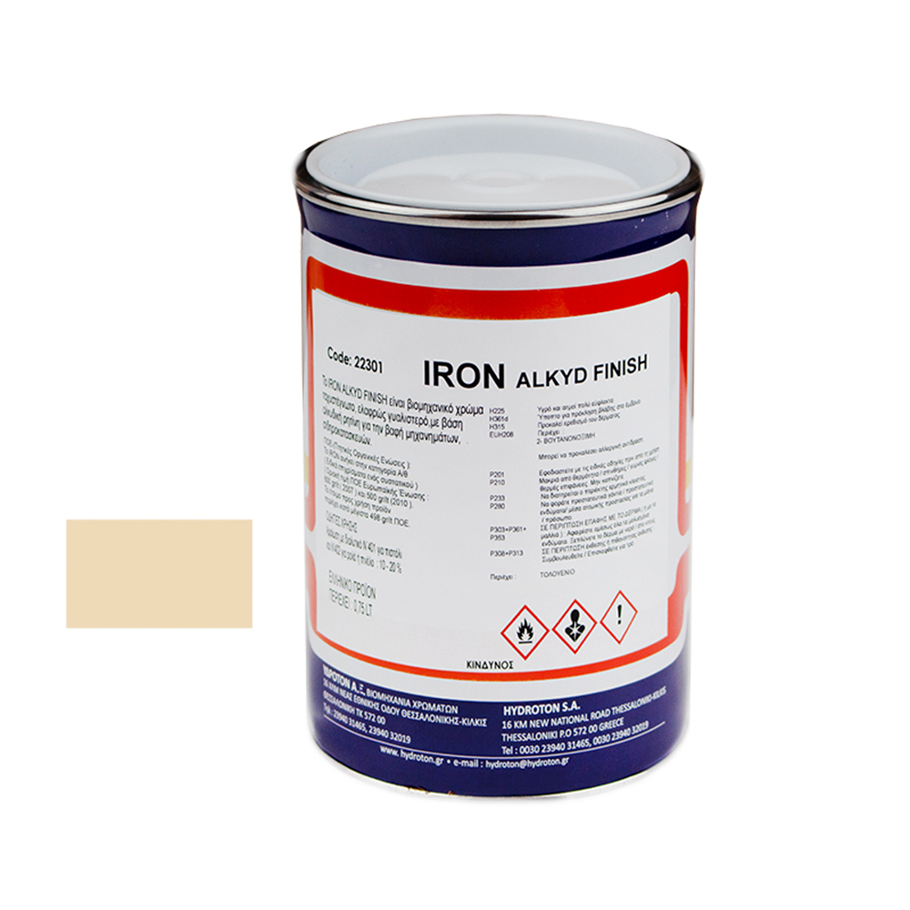 IRON ALKYD FINISH ΒΕΡΝΙΚΟΧΡΩΜΑ ΜΠΕΖ RAL-1015 0,75lt ΓΥΑΛΙΣΤΕΡΟ