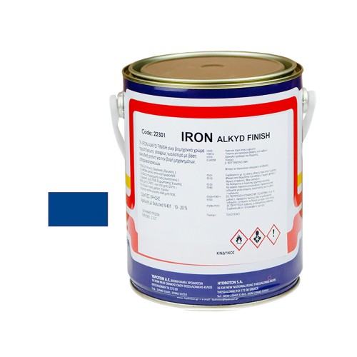 IRON ALKYD FINISH ΒΕΡΝΙΚΟΧΡΩΜΑ ΜΠΛΕ RAL-5005 2,5lt ΓΥΑΛΙΣΤΕΡΟ