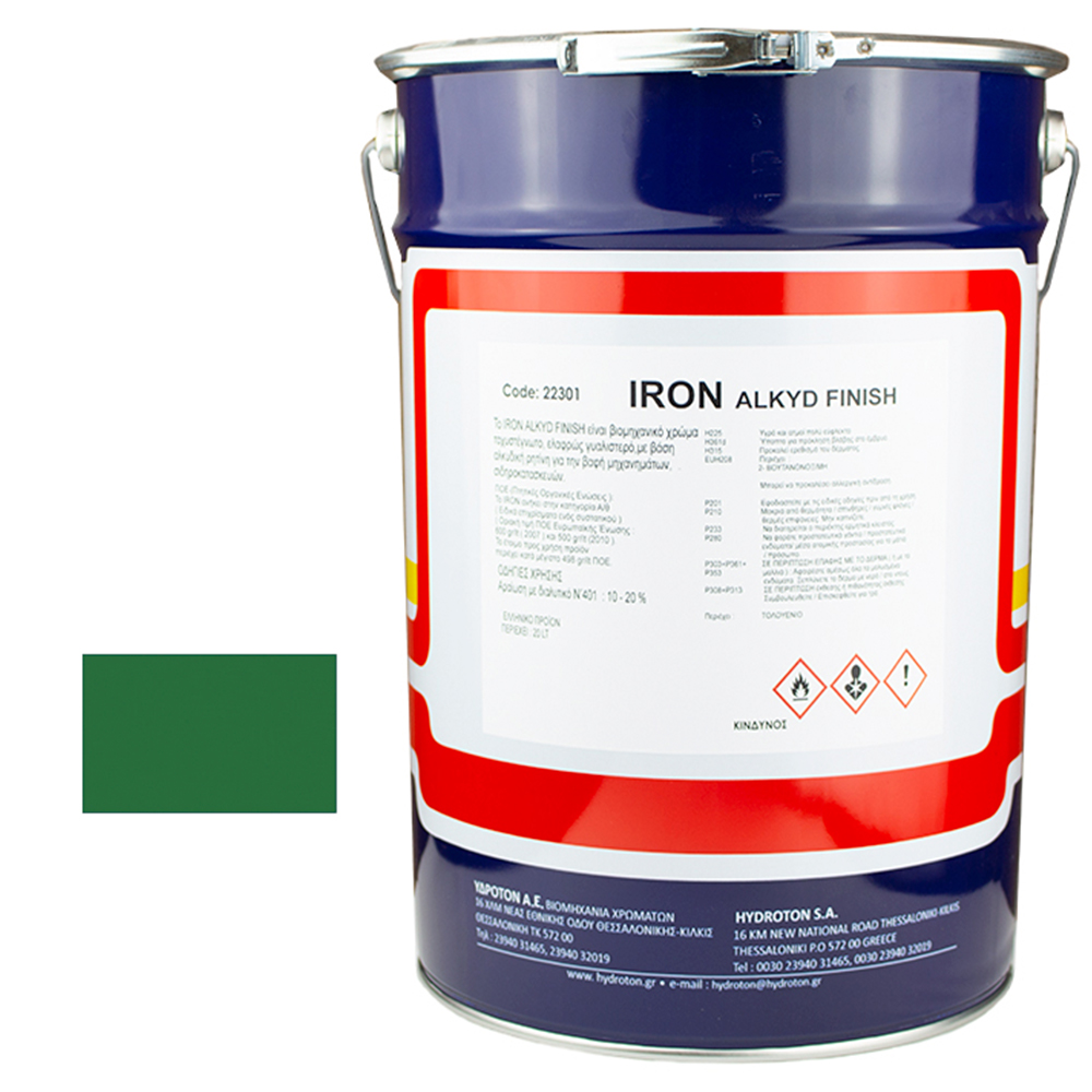 IRON ALKYD FINISH ΒΕΡΝΙΚΟΧΡΩΜΑ ΠΡΑΣΙΝΟ RAL-6001 20lt ΓΥΑΛΙΣΤΕΡΟ