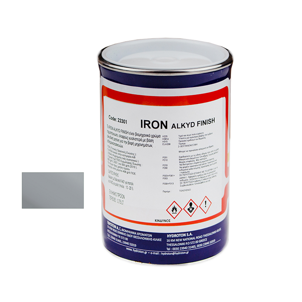 IRON ALKYD FINISH ΒΕΡΝΙΚΟΧΡΩΜΑ ΓΚΡΙ RAL-7040 0,75lt ΓΥΑΛΙΣΤΕΡΟ