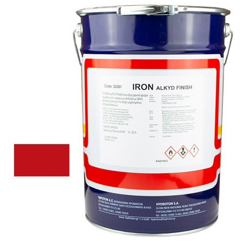 IRON ALKYD FINISH ΒΕΡΝΙΚΟΧΡΩΜΑ ΚΟΚΚΙΝΟ RAL-3020 20lt ΓΥΑΛΙΣΤΕΡΟ