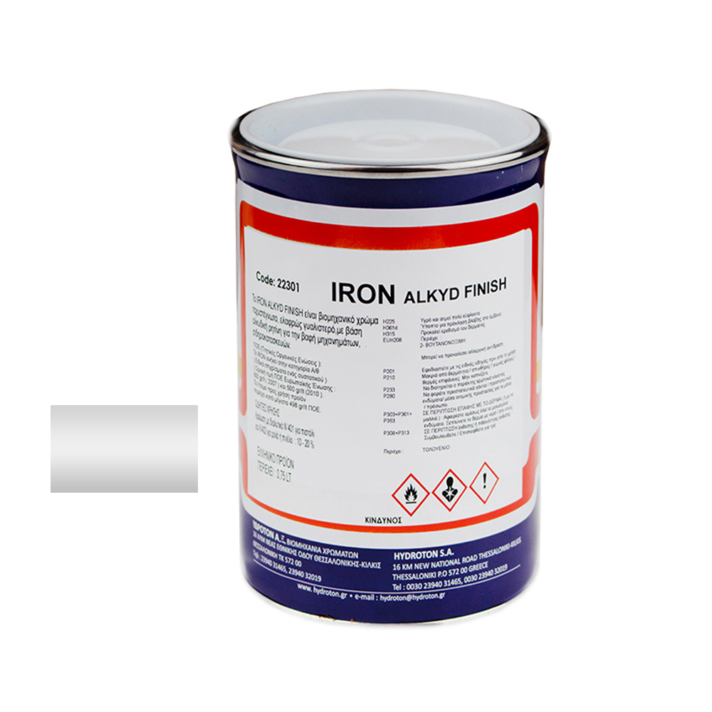 IRON ALKYD FINISH ΒΕΡΝΙΚΟΧΡΩΜΑ ΑΣΗΜΙ RAL-9006 0,75lt ΓΥΑΛΙΣΤΕΡΟ