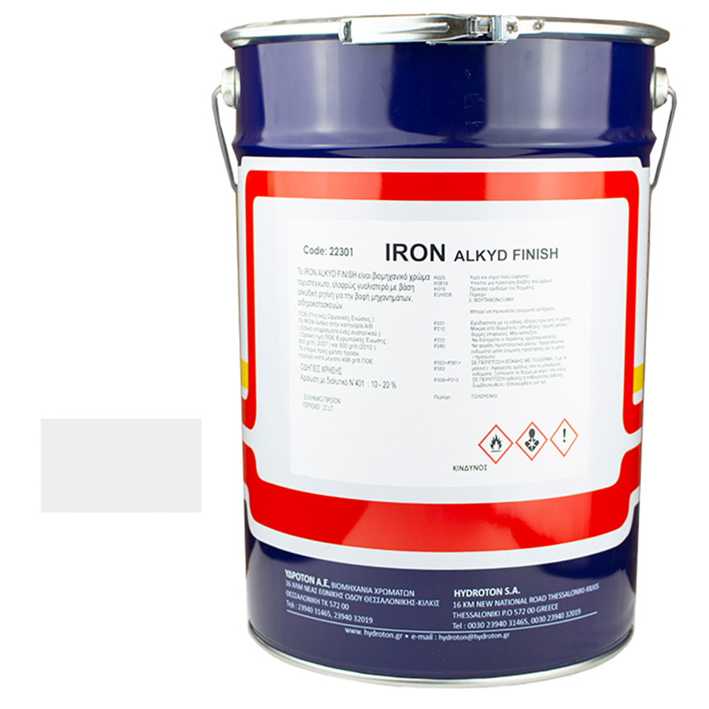 IRON ALKYD FINISH ΒΕΡΝΙΚΟΧΡΩΜΑ ΛΕΥΚΟ RAL-9003 20lt ΓΥΑΛΙΣΤΕΡΟ
