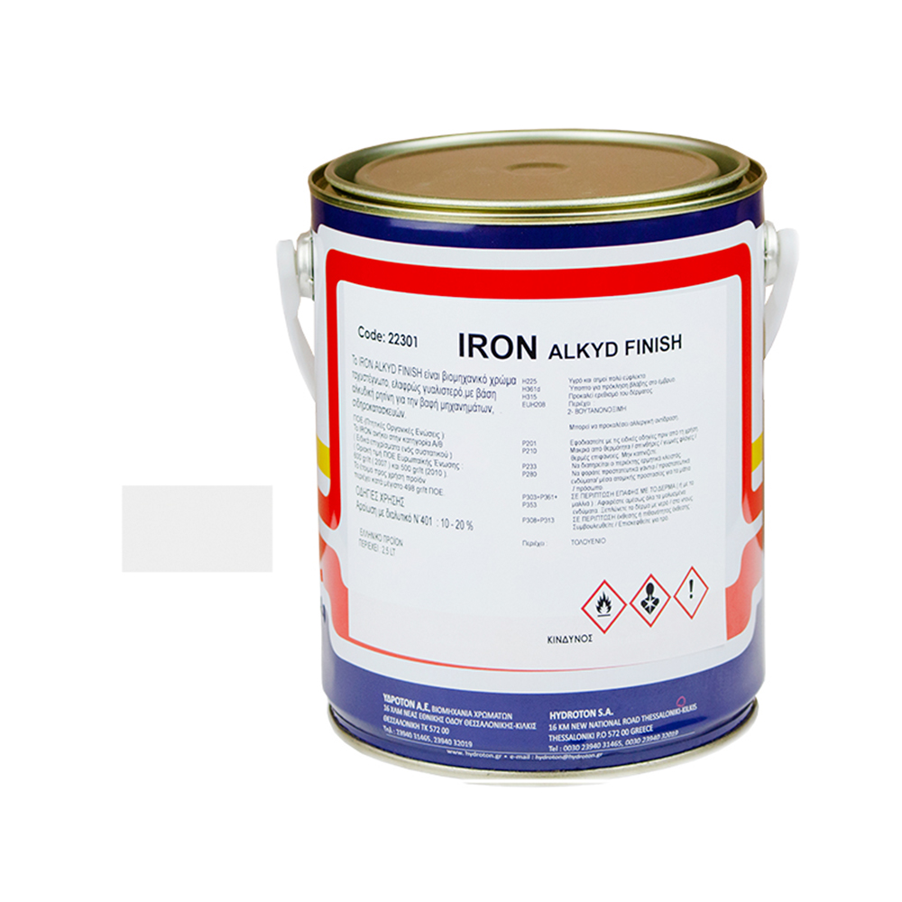 IRON ALKYD FINISH ΒΕΡΝΙΚΟΧΡΩΜΑ ΛΕΥΚΟ RAL-9003 2,5lt MAT