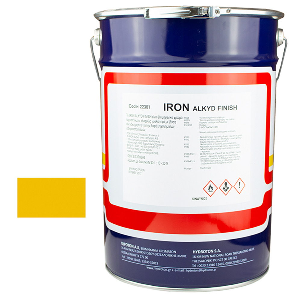 IRON ALKYD FINISH ΒΕΡΝΙΚΟΧΡΩΜΑ ΚΙΤΡΙΝΟ RAL-1023 20lt ΓΥΑΛΙΣΤΕΡΟ