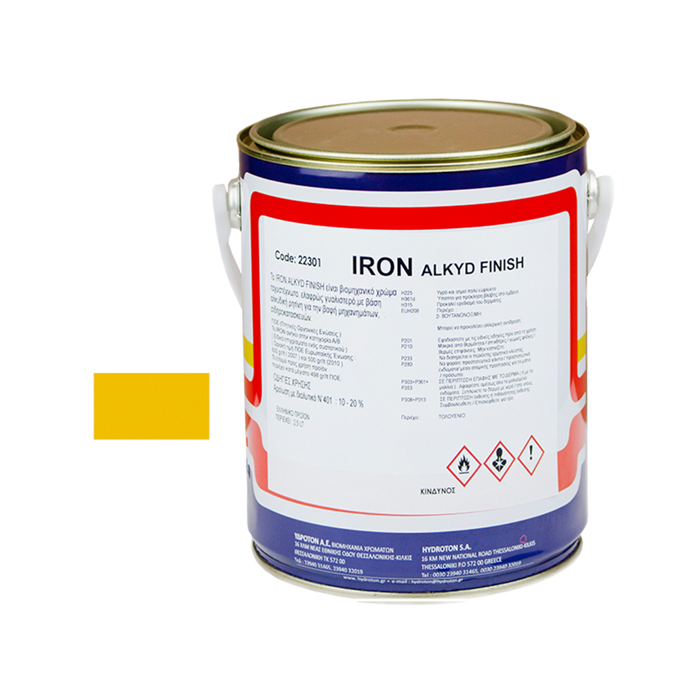 IRON ALKYD FINISH ΒΕΡΝΙΚΟΧΡΩΜΑ ΚΙΤΡΙΝΟ RAL-1023 2,5lt ΓΥΑΛΙΣΤΕΡΟ