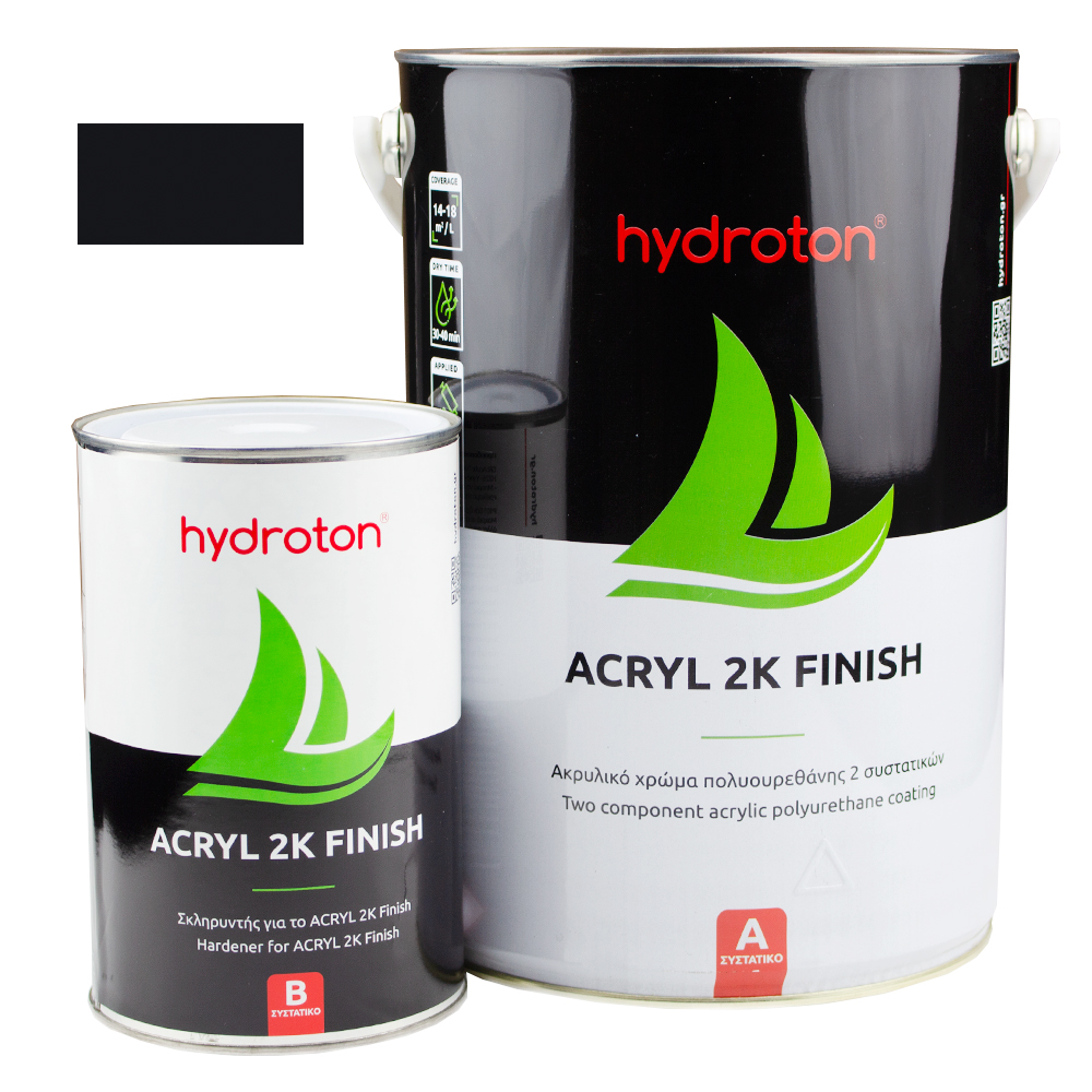 ACRYL 2K FINISH ΑΚΡΥΛΙΚΟ ΧΡΩΜΑ ΠΟΛΥΟΥΡΕΘΑΝΗΣ 2 ΣΥΣΤΑΤΙΚΩΝ ΜΑΥΡΟ RAL-9005 5lt ΓΥΑΛΙΣΤΕΡΟ
