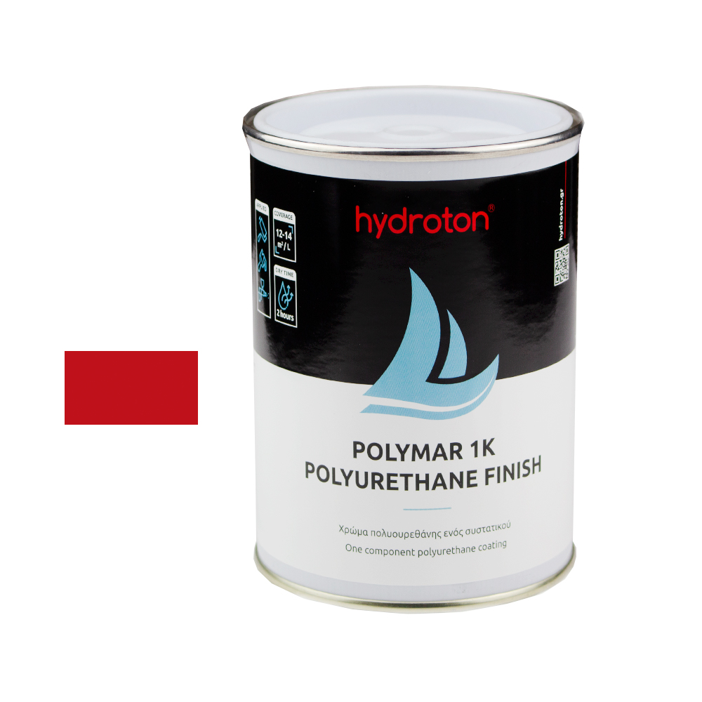 POLYMAR 1K POLYURETHANE FINISH ΧΡΩΜΑ ΠΟΛΥΟΥΡΕΘΑΝΗΣ ΚΟΚΚΙΝΟ RAL-3020 0,75lt ΓΥΑΛΙΣΤΕΡΟ