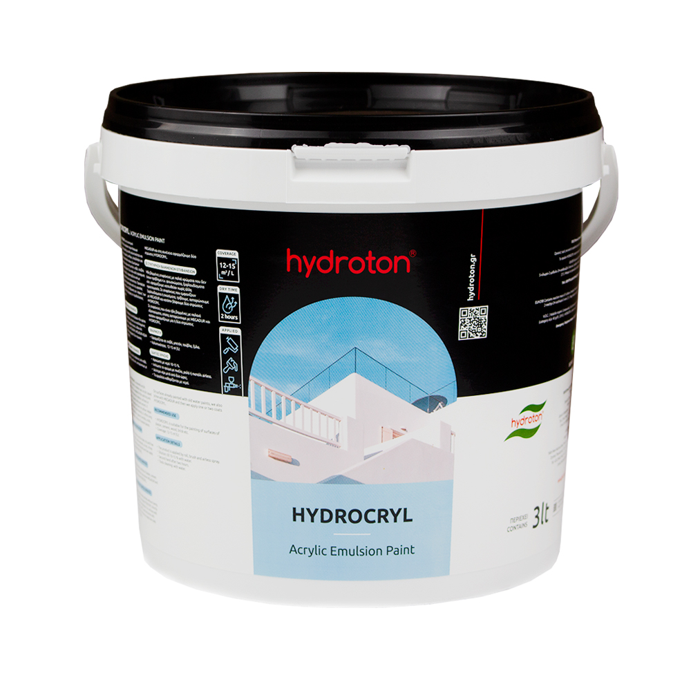 HYDROCRYL ΠΛΑΣΤΙΚΟ ΧΡΩΜΑ ΑΚΡΥΛΙΚΟ ΛΕΥΚΟ ΓΙΑ ΕΞΩΤΕΡΙΚΗ ΧΡΗΣΗ 3lt